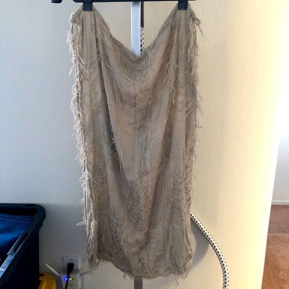 Thin Cream Colored Fringe Infinity Scarf - Picture 2 of 2